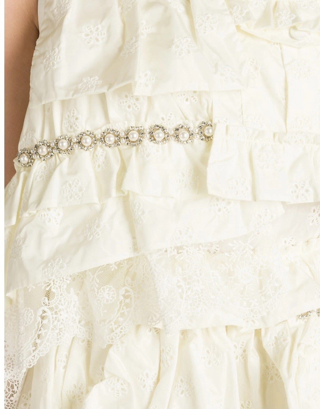 Nuovo Abito Moncler Genius Donna Simone Rocha Abbellito Barruffle Perla Bianco 42 S