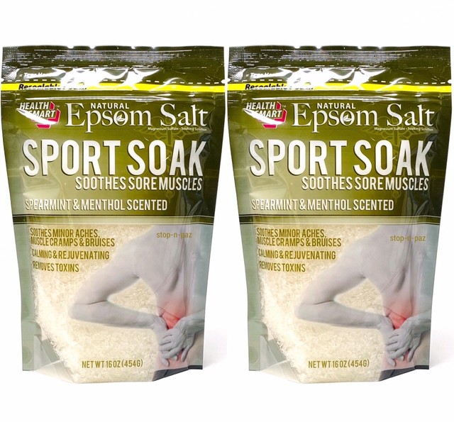 Natural Epsom Salt Sport Soak Spearmint & Menthol Scented 16 oz (2 Pack) eBay
