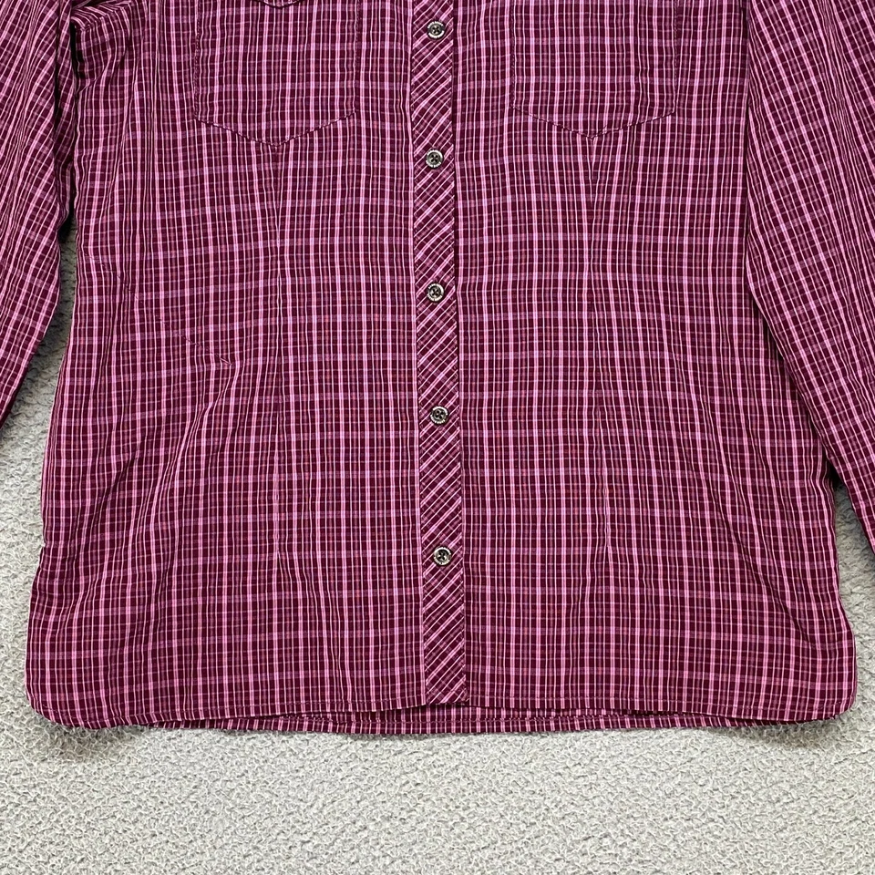 Camisa Eddie Bauer Mujer Mediana Travex Manga Larga Cuadros Senderismo Aire Libre Top Rosa Foto 3 de 4