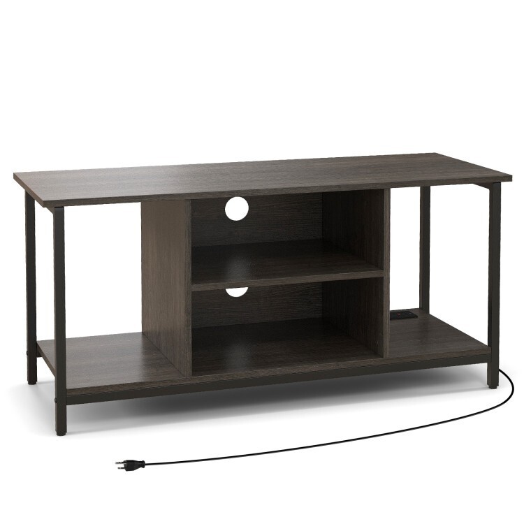 Entertainment Media Console Table W/3-position Adjustable Shelf