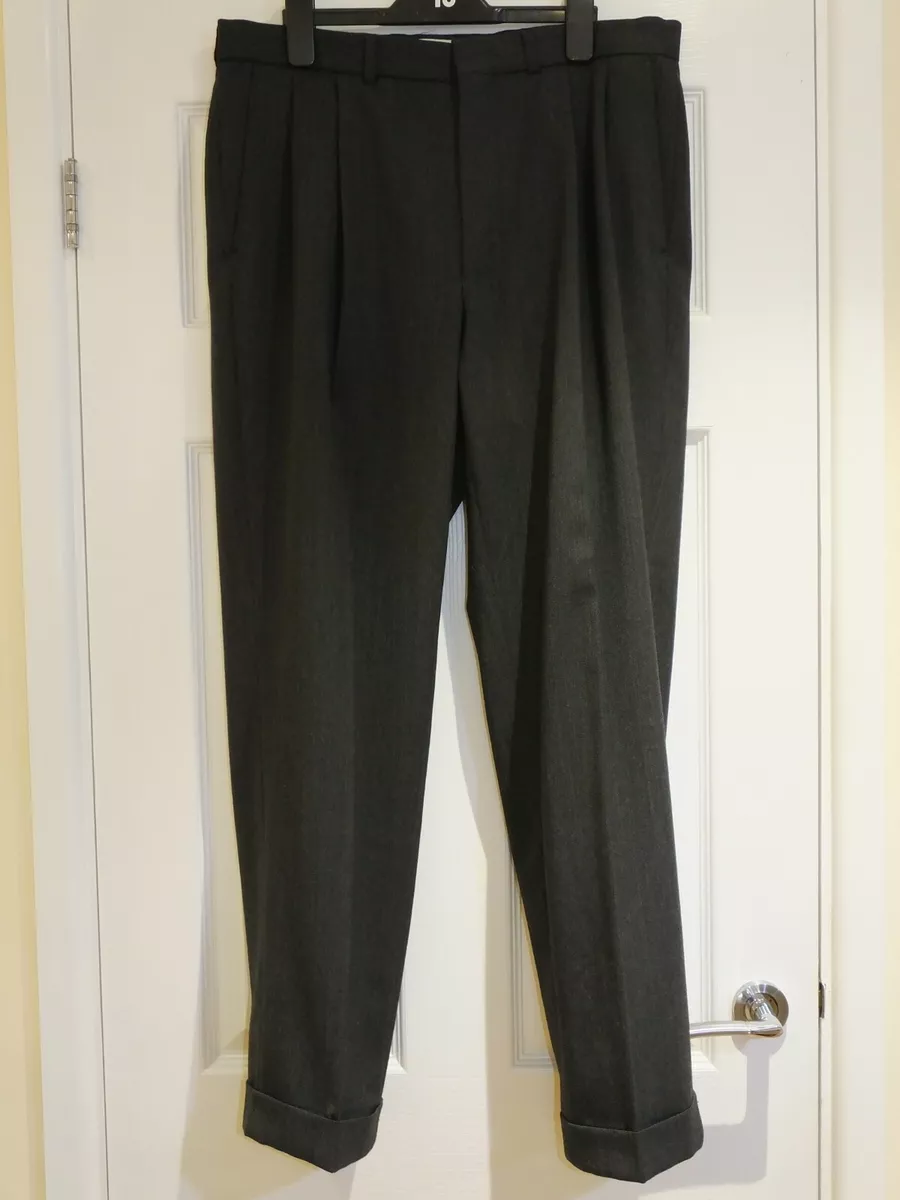 Mens pleated trousers with shop turn ups