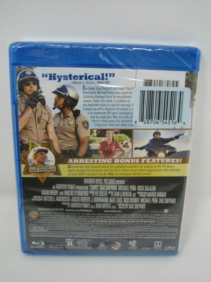 chips bluray + dvd new sealed 2017 dax shepard michael pena remake comedy cops - Image 2 of 2