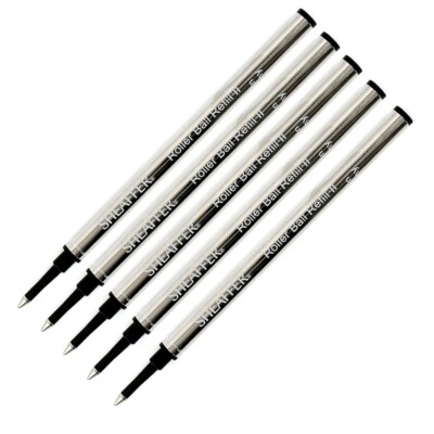 Genuine Sheaffer Slim Rollerball II Pen Refills, 5 pk, Black Medium, Bulk Packed