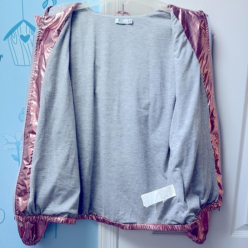 Melby by F. LLI Campagnolo Anni Metallic Pink Gray Hooded Girls Jacket Size 14 ! - Picture 6 of 13