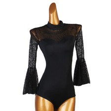 NEW Women Top for Latin salsa cha cha tango Ballroom Dance F725 Black