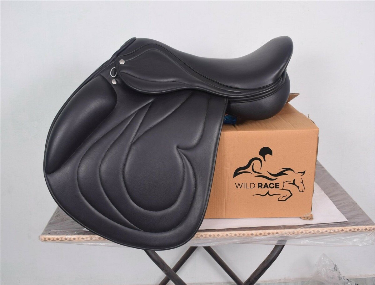 Selle à double rabat de dressage en cuir WILD RACING