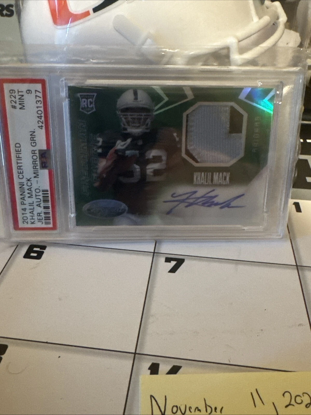 Khalil Mack Panini Certified #229 Jersey Autograph-Mirror Green