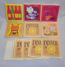 Vintage Hallmark Seal Stickers Retro 70's Lot 7 Packs of 10 Stickers BYOB Dinner