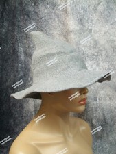 Whimsical Lite Gray Cosplay Witch Hat Unisex Medieval Peasant Renaissance Wizard
