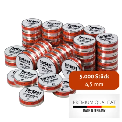 Topshot H&N Diabolo 4,5 mm / .177 Flachkopf Luftgewehr Luftpistole - 5000 Stück