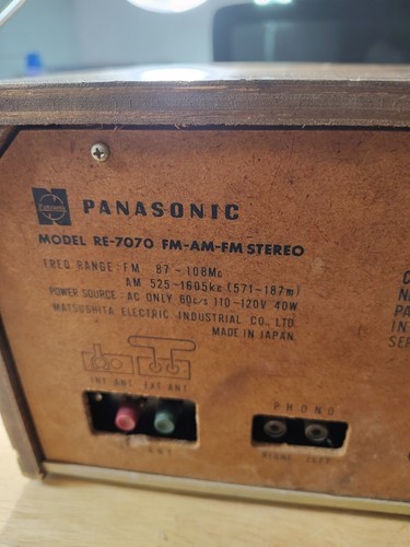 Vintage Panasonic RE-7070 AM/FM Stereo 8-Track Plater AM/FM Receiver - Picture 9 of 9