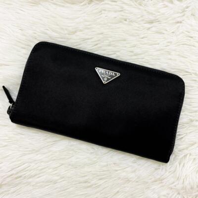 小物 PRADA Nylon Triangle Logo Long Wallet Authentic PRADA Nylon Long Wallet Triangle Logo Black with Box | eBay
