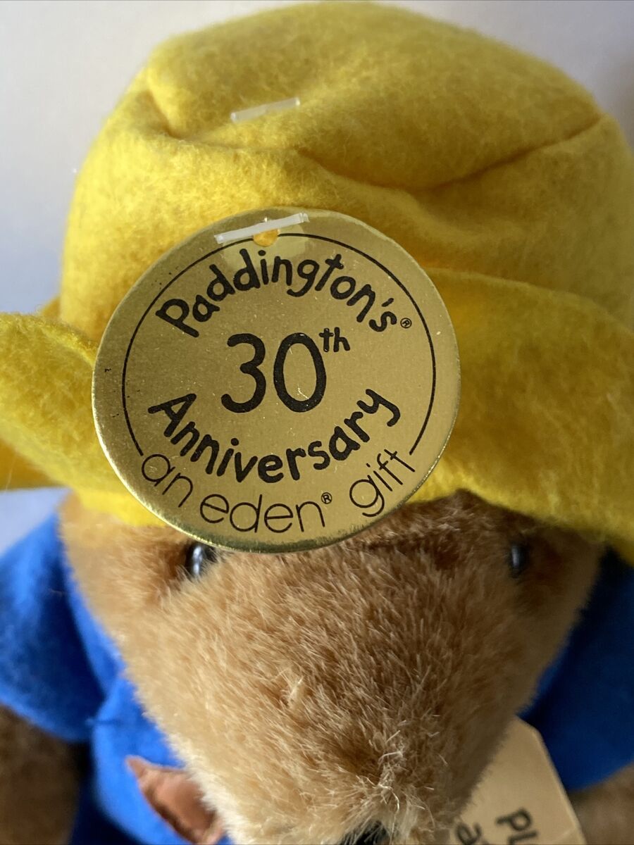 Vintage PADDINGTON BEAR Plush Doll 10” 30th Anniversary w/Tags Eden NY USA