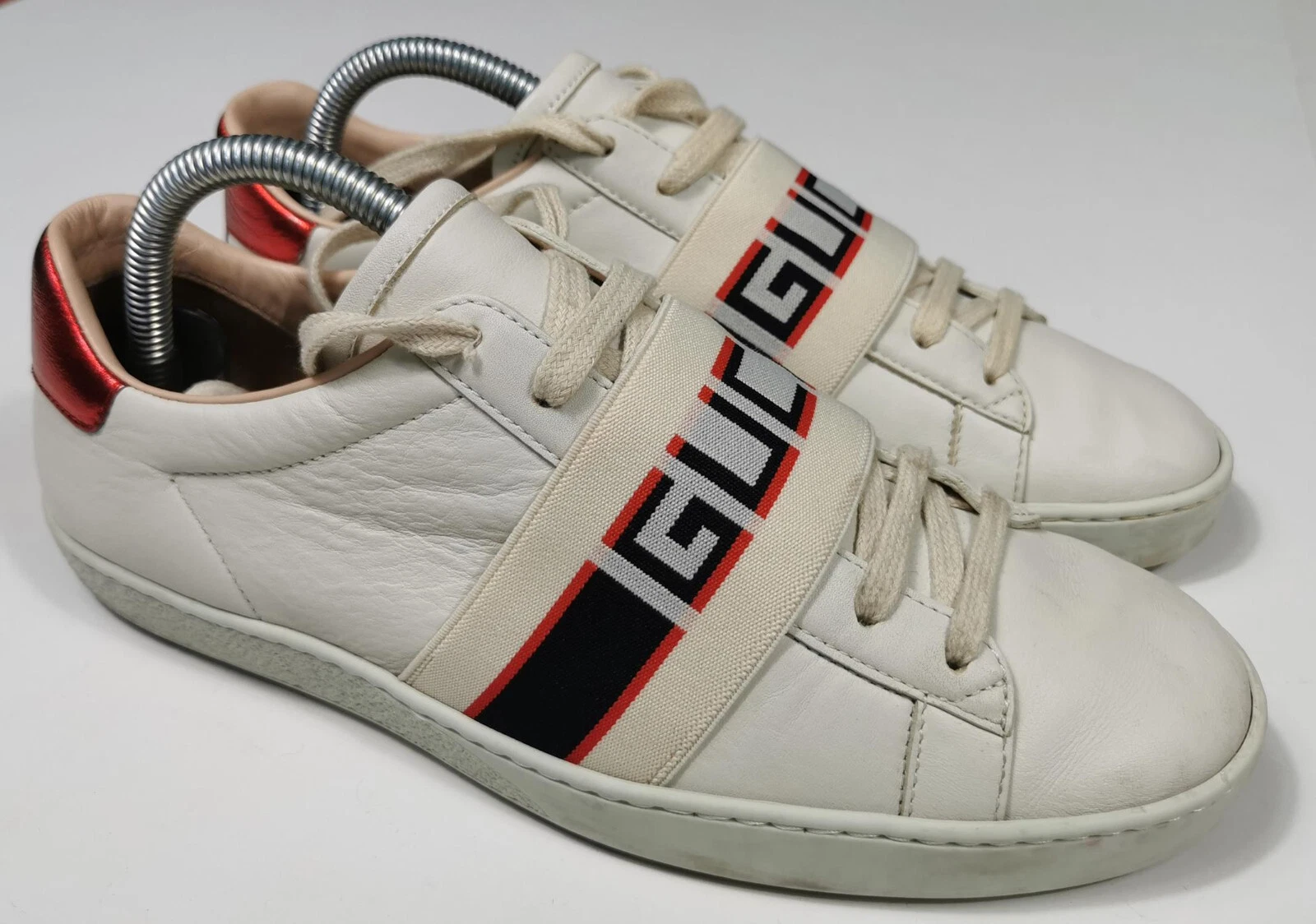 Baskets Gucci Ace bande blanche logo cuir 37,5 EU 7,5 US
