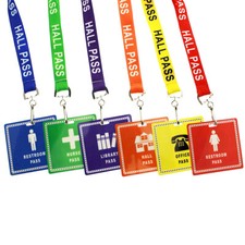 6 Pack UNBREAKABLE School Hall Passes  Safety Breakaway Lanyards for Students