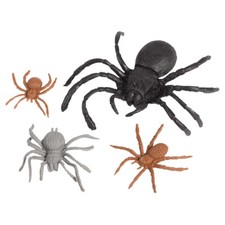 Halloween Spider Props 28 Ct Favor Pack Black Gray Brown
