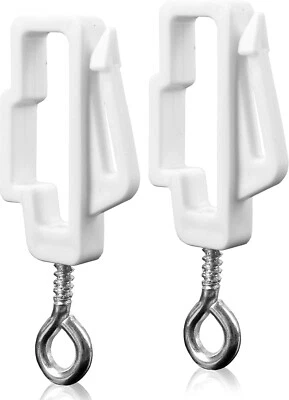 Curtain Stop End Whiteline Track Hooks Stopper Glider Rail White Hook Eye 2 Pack - Image 1 of 4