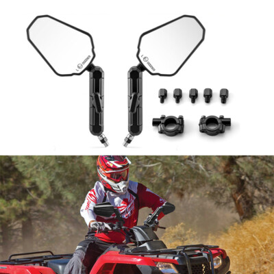 For Arctic Cat ATV Motorcycle 10mm Rear View Side Mirrors + 7/8'' Adaptor Clamp