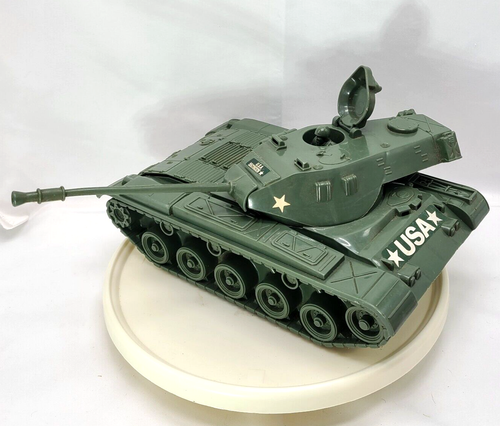 Vintage #7520 Green Plastic US Army Tank Used Toy Decent Condition - Picture 10 of 12