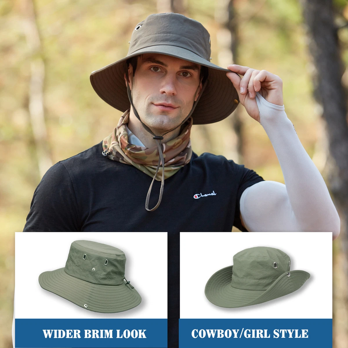 Wide Brim Sun Hats for Men Bucket Hat Sun Protection Waterproof Hat –