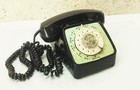 Vtg Black rotary dial corded desk telephone phone retro 1970s 1980s Gte Ae