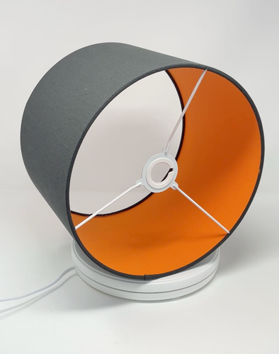 Lampshade Charcoal Grey Bright Orange Cotton Drum Lampshade - Video 1 of 1