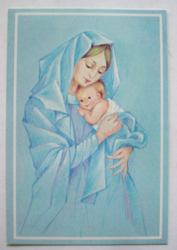 Madonna & Kind Maria & Heiliges Kind Vintage Weihnachtsgrußkarte *NN2