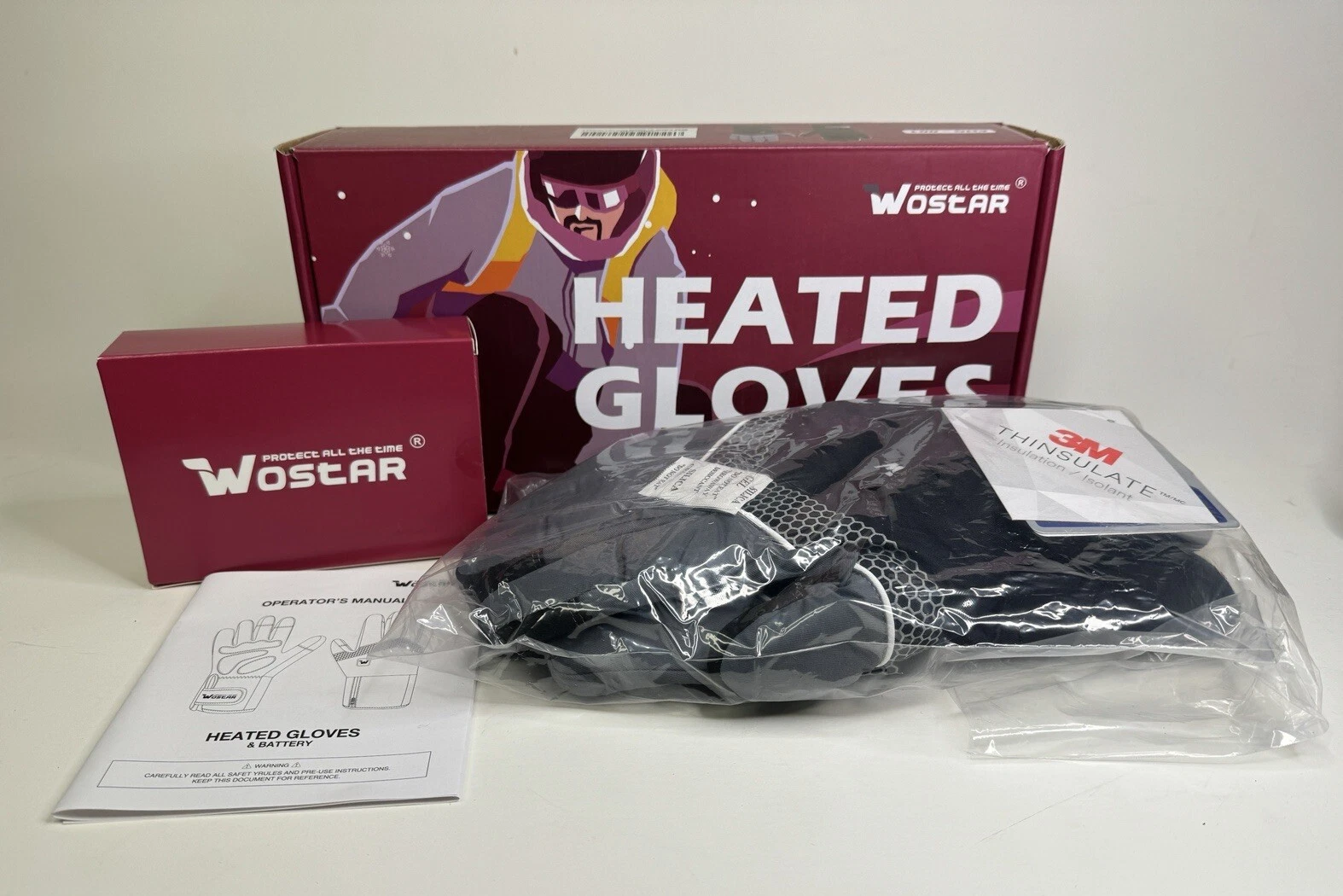 Grey / Black Heated Winter Gloves w/ i-Touch Technology Battery Pack Included