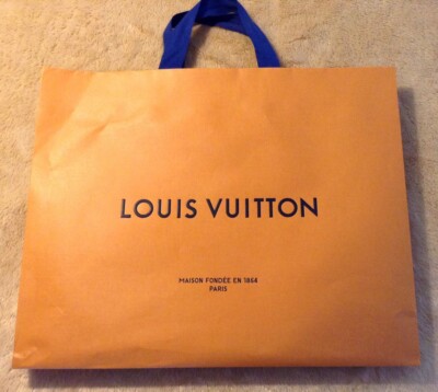 Louis Vuitton Papier Tüte XL Verpackung Geschenk orange blau 39x48x12 cm .