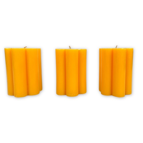 3-PACK Flower Shaped Pillar Candle Unscented 3.75” Wizard Gold - Room Essentials - Picture 6 of 23