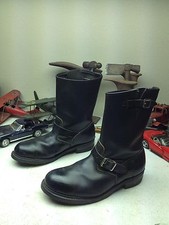 STEEL MADE IN USA DISTRESSED LEATHER MOTORCYCLE BOOTS 11M