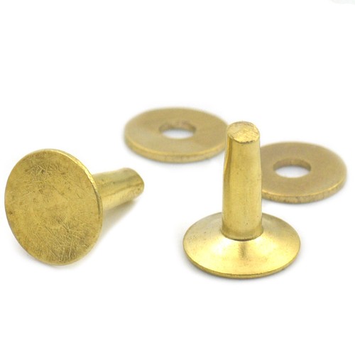 Remaches y rebabas de latón sujetadores permanentes calibre cuero artesanía caballo tachuela hardware - Imagen 4 de 4