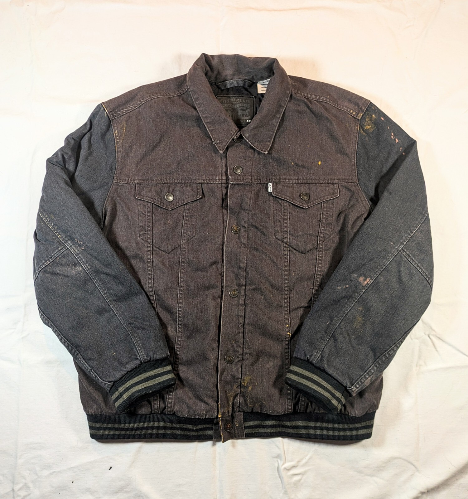 Levi's Black & Tan Bicolor Trucker Jacket Mens Canvas Levi's Used