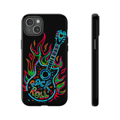 PHONE CASE - Tough Cases For All Models - Flaming Electric Guitar - Rock n Roll