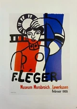 1989 VINTAGE "F. LEGER" LOUIS CARRE GUITAR MOURLOT MINI POSTER COLOR Lithograph