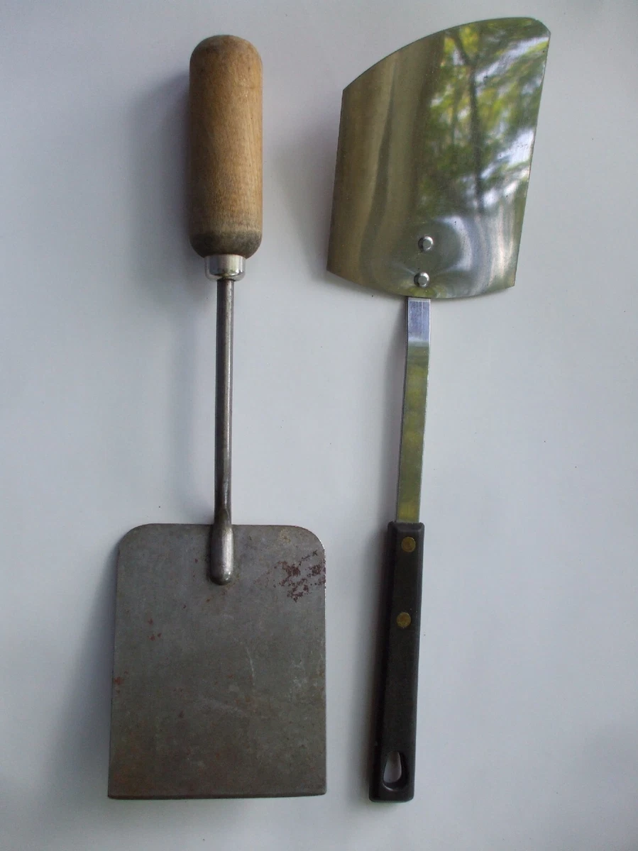 Vintage Kitchen Utensil SPATULA Heavy Duty Carbon & Stainless Angled USA  Set 2