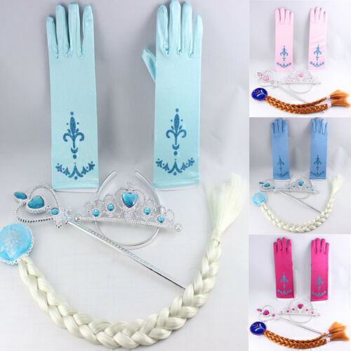 Kids Frozen Princess Elsa Anna Crown Wand Gloves Costume Cosplay Accessories - Picture 5 of 16