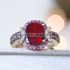 Garnet Oval Cut Gemstone With 925 Sterling Silver Ring For Men's #A351 *