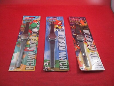 Super Mario, Bowser, Yoshi Nintendo 64 N64 1997 Hologram Watch Set *NEW*