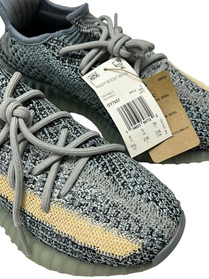 Adidas Yeezy Boost 350 V2 Ash Blue Mens Size 12 Grey Yellow Stripe Sneakers Yeezy 350  main image 4