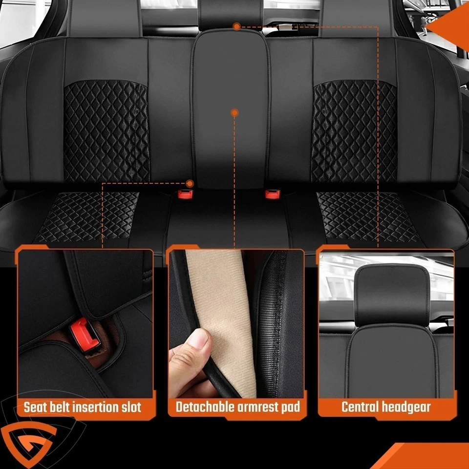 Juego completo de funda de asiento de auto de cuero 5 asientos protector trasero delantero para Chevrolet. Foto 4 de 4