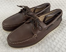 Zapatos de barco Sperry Top Sider A/O 2 ojos cuero marrón oscuro sin cordones 9,5 M Vibram