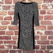 Ralph Lauren Dress Womens 4 Black White Plaid Abstract Ruched Casual Career