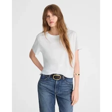 Madewell The Boxy-Crop Tee in Soft Slub White Size Small NWT
