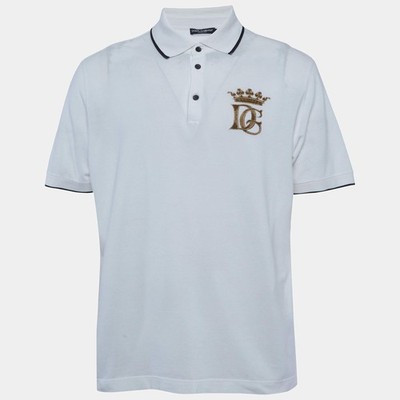 希少✨DOLCE & GABBANA ホワイトバード ピケ ポロTシャツ 50 Dolce Gabbana White Pique Crest Embroidered Polo TShirt XXXL | eBay