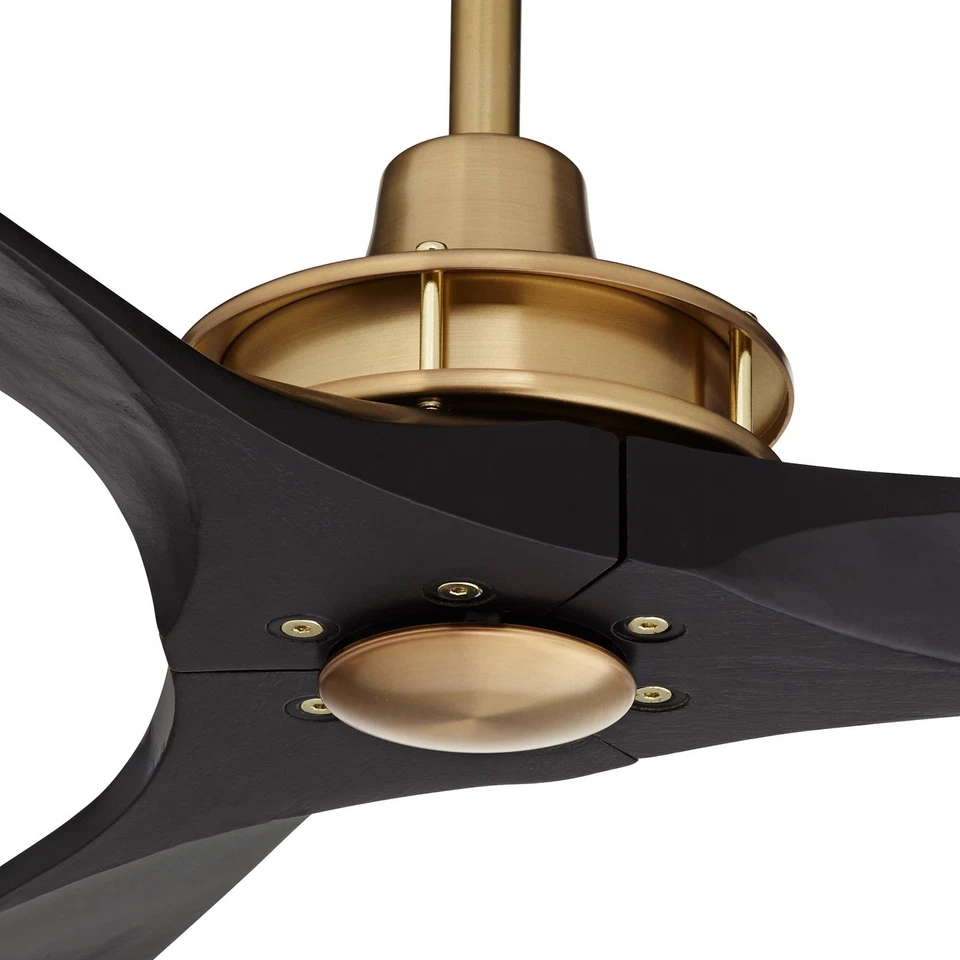 52" Windspun Soft Brass and Matte Black Ceiling Fan with Remote - Image 3 of 4