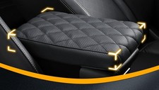 POKSRI Car Center Console Padded Cover PU Leather Universal Armrest 11.4 x 5.9