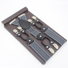 High 35mm Elastic Thickened Suspender Adult 6-clip Strong Braces Striped Suit