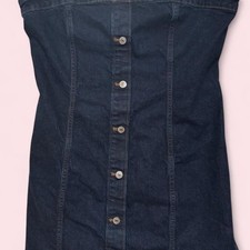Abercrombie & Fitch Women's Mara Strapless Denim Mini Dress Dark Wash