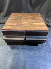 Vintage Cassette Tape Cabinet 2 Drawer Holder Faux Wood Storage Case Holds 24